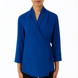 Aritzia Blue Wrap Tunic Blouse